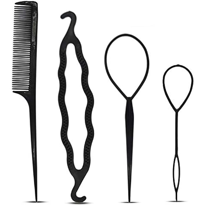 Xfantong Fast Tail Hair Styling Accessories Tool for Women for Ponytail, Loop Bun (Black) - Image 1